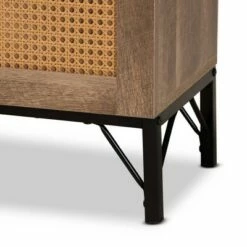 Veanna Bohemian Natural Wood and Metal 2 Door Synthetic Rattan TV Stand for TVs up to 40" Brown/Black - Baxton Studio -Cheap TV Stands Store unnamed file 7453