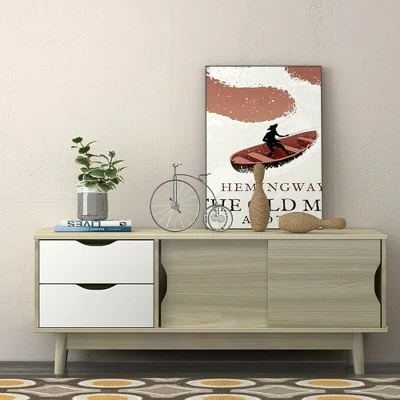 Costway TV Stand for TV up to 60'' Media Console Table Storage with Doors Walnut/Oak 5 Costway TV Stand for TV up to 60'' Media Console Table Storage with Doors Walnut/Oak - Image 3