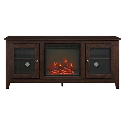 Transitional Glass Door Fireplace TV Stand for TVs up to 65" - Saracina Home Gray Wash 9 Transitional Glass Door Fireplace TV Stand for TVs up to 65" - Saracina Home Gray Wash - Image 7