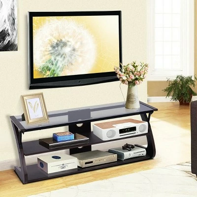 Costway 3-Tier Tempered Glass Top TV Stand Entertainment Center Media Console Furniture 5 Costway 3-Tier Tempered Glass Top TV Stand Entertainment Center Media Console Furniture - Image 3