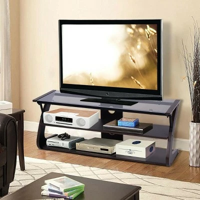 Costway 3-Tier Tempered Glass Top TV Stand Entertainment Center Media Console Furniture 6 Costway 3-Tier Tempered Glass Top TV Stand Entertainment Center Media Console Furniture - Image 4