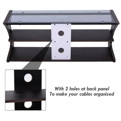 Costway 3-Tier Tempered Glass Top TV Stand Entertainment Center Media Console Furniture 9 Costway 3-Tier Tempered Glass Top TV Stand Entertainment Center Media Console Furniture - Image 7