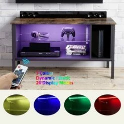 Bestier Gaming Entertainment TV Stand Center with 7 Color Lighting Glass Storage Shelf and 20 Display Modes for Living Room, 44 Inch, Rustic 7 Bestier Gaming Entertainment TV Stand Center with 7 Color Lighting Glass Storage Shelf and 20 Display Modes for Living Room, 44 Inch, Rustic -Cheap TV Stands Store unnamed file 7618