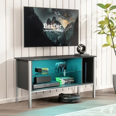 Bestier Gaming Entertainment TV Stand Center with 7 Color Lighting Glass Storage Shelf and 20 Display Modes for Living Room, 44 Inch, Marble 3 Bestier Gaming Entertainment TV Stand Center with 7 Color Lighting Glass Storage Shelf and 20 Display Modes for Living Room, 44 Inch, Marble