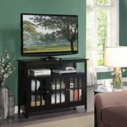 Big Sur Deluxe Storage Cabinets and Shelf TV Stand for TVs up to 48" - Breighton Home Dark Walnut