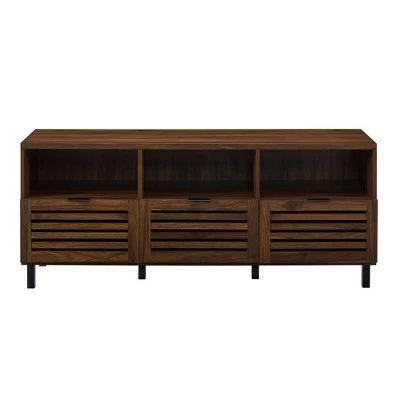 Visconti Boho Slat Door TV Stand for TVs up to 65" - Saracina Home English Oak 4 Visconti Boho Slat Door TV Stand for TVs up to 65" - Saracina Home English Oak - Image 2