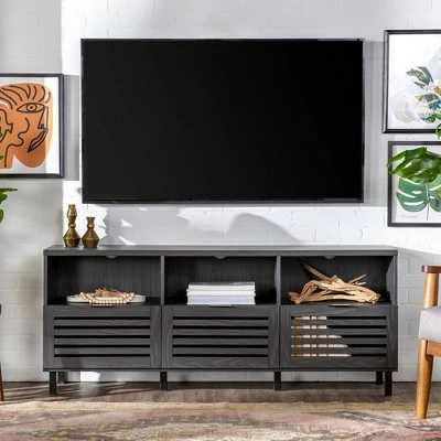 Visconti Boho Slat Door TV Stand for TVs up to 65" - Saracina Home English Oak 13 Visconti Boho Slat Door TV Stand for TVs up to 65" - Saracina Home English Oak - Image 11