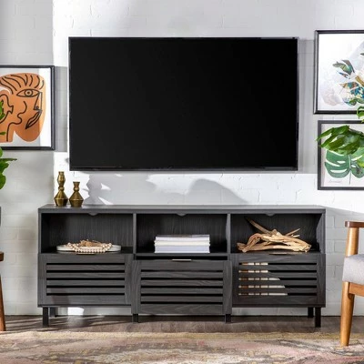 Visconti Boho Slat Door TV Stand for TVs up to 65" - Saracina Home English Oak 14 Visconti Boho Slat Door TV Stand for TVs up to 65" - Saracina Home English Oak - Image 12