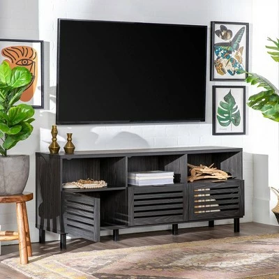 Visconti Boho Slat Door TV Stand for TVs up to 65" - Saracina Home English Oak 23 Visconti Boho Slat Door TV Stand for TVs up to 65" - Saracina Home English Oak - Image 21