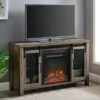 Rustic Farmhouse Fireplace TV Stand for TVs up to 55" - Saracina Home Rustic Oak