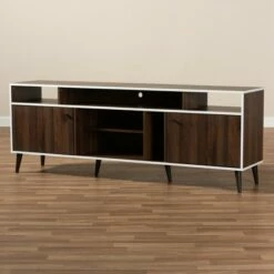 Marion Finished TV Stand for TVs up to 60" Walnut Brown/White - Baxton Studio -Cheap TV Stands Store unnamed file 7679