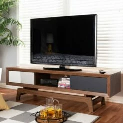 3 Drawer Svante Wood TV Stand for TVs up to 60" Brown - Baxton Studio -Cheap TV Stands Store unnamed file 7694