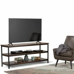 Rhonda Solid Mango Wood TV Stand for TVs up to 66" Dark Cognac Brown - WyndenHall