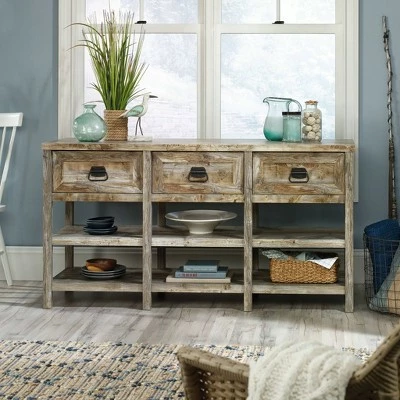 Granite Trace Notched TV Stand for TVs up to 60" Rustic Cedar - Sauder 4 Granite Trace Notched TV Stand for TVs up to 60" Rustic Cedar - Sauder - Image 2