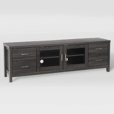 Hollywood Cabinet with Doors TV Stand for TVs up to 80" Dark Gray - CorLiving 3 Hollywood Cabinet with Doors TV Stand for TVs up to 80" Dark Gray - CorLiving