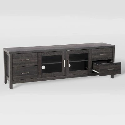 Hollywood Cabinet with Doors TV Stand for TVs up to 80" Dark Gray - CorLiving 4 Hollywood Cabinet with Doors TV Stand for TVs up to 80" Dark Gray - CorLiving - Image 2