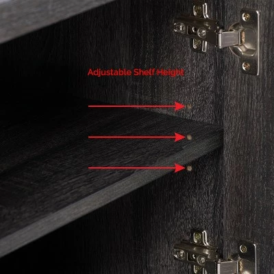 Hollywood Cabinet with Doors TV Stand for TVs up to 80" Dark Gray - CorLiving 9 Hollywood Cabinet with Doors TV Stand for TVs up to 80" Dark Gray - CorLiving - Image 7