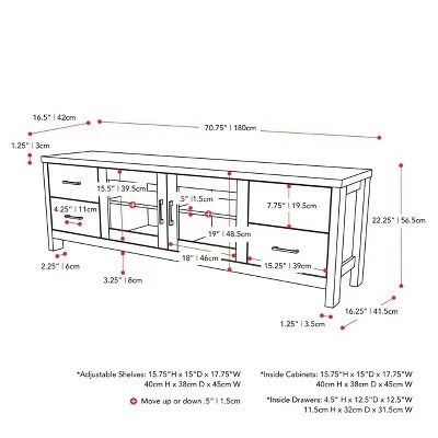Hollywood Cabinet with Doors TV Stand for TVs up to 80" Dark Gray - CorLiving 12 Hollywood Cabinet with Doors TV Stand for TVs up to 80" Dark Gray - CorLiving - Image 10