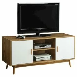 Oslo TV Stand for TVs up to 46" Woodgrain/White - Breighton Home