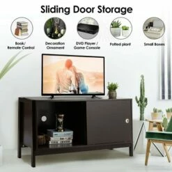 Costway TV Stand Modern Entertainment Cabinet for TV's up To 50'' with Sliding Doors -Cheap TV Stands Store unnamed file 7898