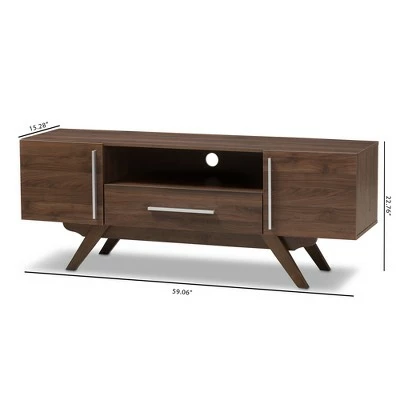 Ashfield Midcentury Modern Walnut Finished Wood TV Stand for TVs up to 55"Brown - Baxton Studio 3 Ashfield Midcentury Modern Walnut Finished Wood TV Stand for TVs up to 55"Brown - Baxton Studio