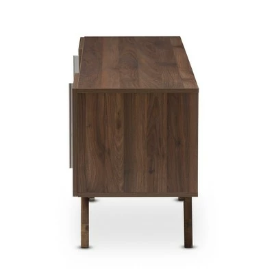 Ashfield Midcentury Modern Walnut Finished Wood TV Stand for TVs up to 55"Brown - Baxton Studio 6 Ashfield Midcentury Modern Walnut Finished Wood TV Stand for TVs up to 55"Brown - Baxton Studio - Image 4