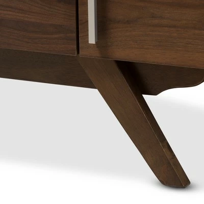 Ashfield Midcentury Modern Walnut Finished Wood TV Stand for TVs up to 55"Brown - Baxton Studio 9 Ashfield Midcentury Modern Walnut Finished Wood TV Stand for TVs up to 55"Brown - Baxton Studio - Image 7