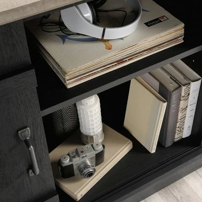 Farmhouse TV Stand for TVs up to 70" with Oak Accent Raven Oak - Sauder 7 Farmhouse TV Stand for TVs up to 70" with Oak Accent Raven Oak - Sauder - Image 5