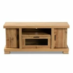 Viveka Wood 2 Door TV Stand for TVs up to 40" Oak Brown/Black - Baxton Studio