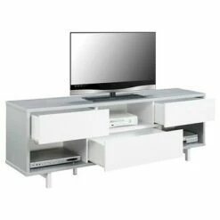 Newport Ventura TV Stand for TVs up to 60" Gray Faux Croc/White - Breighton Home