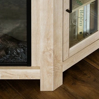 Glass Door Electric Fireplace Corner TV Stand for TVs up to 50" - Saracina Home Black 10 Glass Door Electric Fireplace Corner TV Stand for TVs up to 50" - Saracina Home Black - Image 8