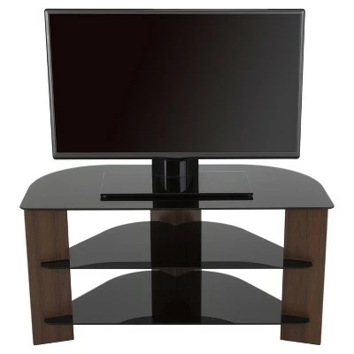 Glass Shelves TV Stand for TVs up to 42" - AVF Walnut/black 6 Glass Shelves TV Stand for TVs up to 42" - AVF Walnut/black - Image 4