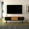 Marble Effect Doors TV Stand for TVs up to 65" Walnut - AVF