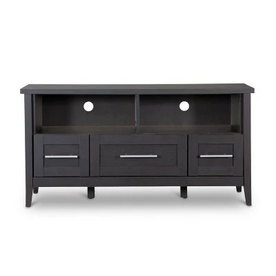 Espresso Finished 3 Drawers TV Stand for TVs up to 47" Dark Brown - Baxton Studio 6 Espresso Finished 3 Drawers TV Stand for TVs up to 47" Dark Brown - Baxton Studio - Image 4