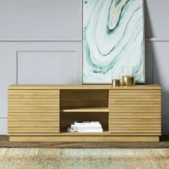 Cliffmay Slat TV Stand for TVs up to 60" Light Oak Brown - Project 62™