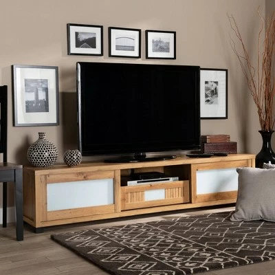 Gerhardine Wood 1 Drawer TV Stand for TVs up to 65" Oak Brown/Black - Baxton Studio 7 Gerhardine Wood 1 Drawer TV Stand for TVs up to 65" Oak Brown/Black - Baxton Studio - Image 5
