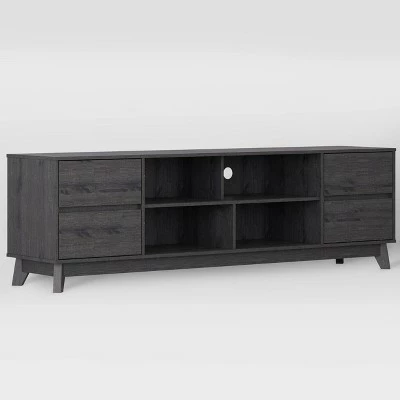 Hollywood Wood Grain TV Stand for TVs up to 85" with Drawers Gray - CorLiving 6 Hollywood Wood Grain TV Stand for TVs up to 85" with Drawers Gray - CorLiving - Image 4