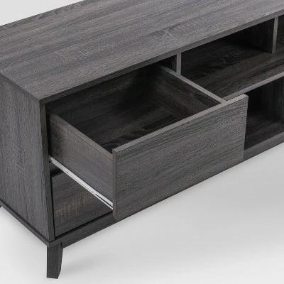 Hollywood Wood Grain TV Stand for TVs up to 85" with Drawers Gray - CorLiving 10 Hollywood Wood Grain TV Stand for TVs up to 85" with Drawers Gray - CorLiving - Image 8