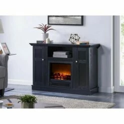 HearthPro Barclay Electric Fireplace Media Cabinet in Black Oak - SP5976