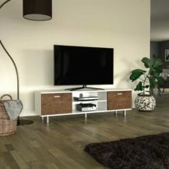 Walnut Doors TV Stand for TVs up to 65" White - AVF