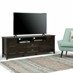 Portland TV Stand for TVs up to 80" - WyndenHall Mahogany Brown