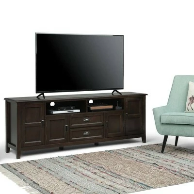 Portland TV Stand for TVs up to 80" - WyndenHall Mahogany Brown 2 Portland TV Stand for TVs up to 80" - WyndenHall Mahogany Brown