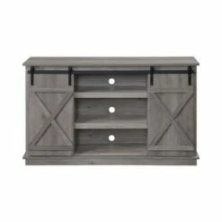 Home Entertainment Wooden TV Stand for TVs up to 65" Gray - Benzara
