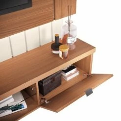 Wall Mounted Entertainment Console Unit with Shelves TV Stand for TVs up to 70" Brown - The Urban Port -Cheap TV Stands Store unnamed file 8406