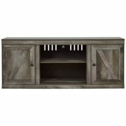 2 Door Removable Center Shelf TV Stand for TVs up to 60" - Benzara Washed White