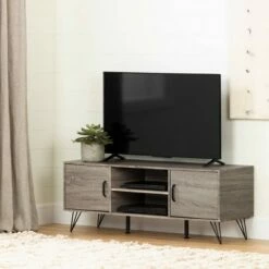 Evane TV Stand for TVs up to 55" with Doors Oak Camel - South Shore