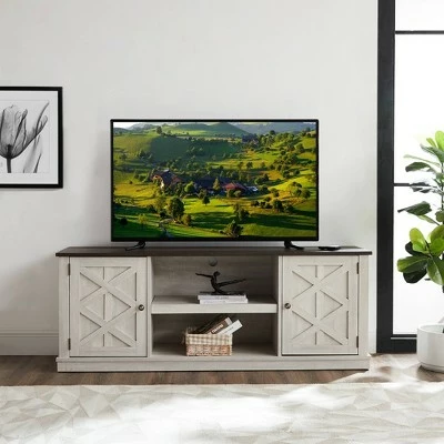 Dark Drift Wood Desktop TV Stand for TVs up to 64" Off White - Home Essentials 3 Dark Drift Wood Desktop TV Stand for TVs up to 64" Off White - Home Essentials