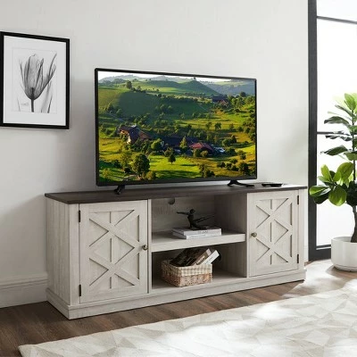 Dark Drift Wood Desktop TV Stand for TVs up to 64" Off White - Home Essentials 4 Dark Drift Wood Desktop TV Stand for TVs up to 64" Off White - Home Essentials - Image 2