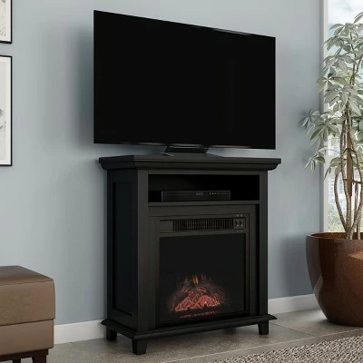 Hastings Home Electric Fireplace TV Stand With Faux Logs and LED Flames - Black 5 Hastings Home Electric Fireplace TV Stand With Faux Logs and LED Flames - Black - Image 3