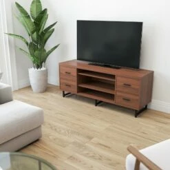 Merrick Lane Cambridge Three Shelf and Four Drawer TV Stand in Rustic Wood Grain Finish with Square Metal Legs -Cheap TV Stands Store unnamed file 8514